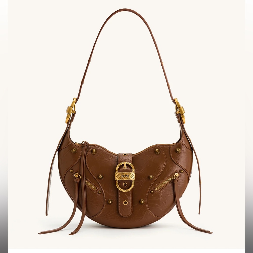 Tessa Crushed Shoulder Bag - Brown